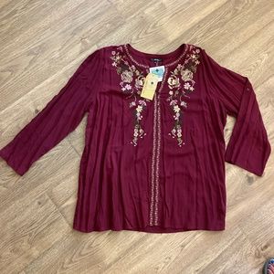 Maroon Embroidered